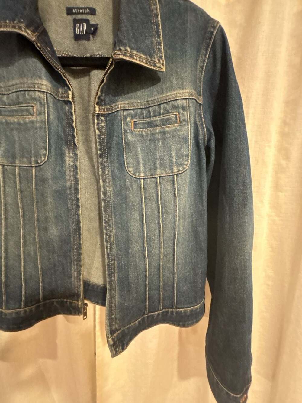 Gap Women's Vintage Stretch Zip-Front Blue Denim Jacket - Picture 3 of 7